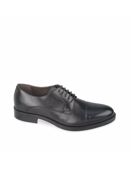 Stringata Uomo Valleverde 47871 in Pelle Nero modello casual. Calzature comode. Autunno Inverno