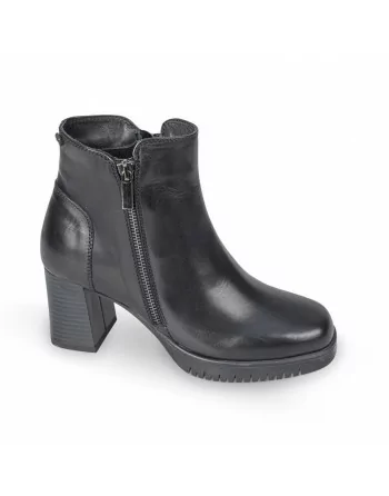 Stivaletti Donna Valleverde V49202 in Pelle Nero o Cuoio modello casual. Calzature comode. Autunno Inverno