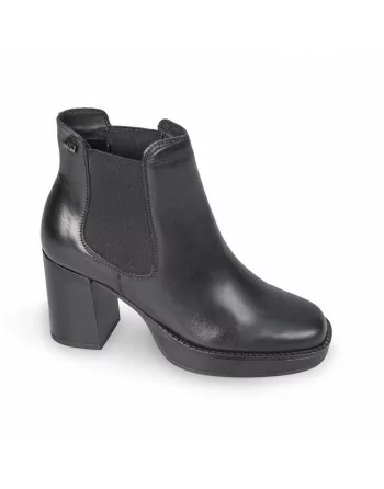 Stivaletti Donna Valleverde V49400 in Pelle Nero o Cuoio modello casual. Calzature comode. Autunno Inverno