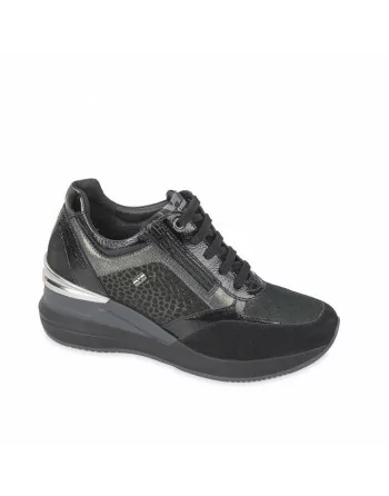 Sneakers Donna Valleverde 36281 in Pelle Nero modello casual. Calzature comode. Autunno Inverno