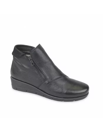 Stivaletti Donna Valleverde VS10211 in Pelle Nero modello casual. Calzature comode. Autunno Inverno