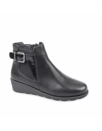 Stivaletti Donna Valleverde VS10312 in Pelle Nero modello casual. Calzature comode. Autunno Inverno