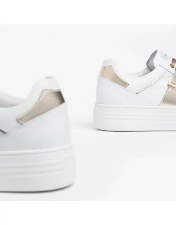 Sneakers Donna NeroGiardini I308413D in Pelle Bianco modello casual. Autunno Inverno 2023