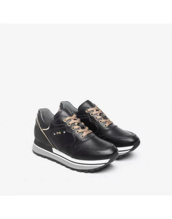 Sneakers Donna NeroGiardini I308390D in Pelle Nero modello casual. Autunno Inverno 2023