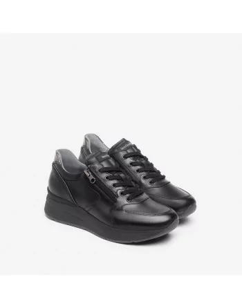 Sneakers Donna NeroGiardini I308370D in Pelle Nero modello casual. Autunno Inverno 2023