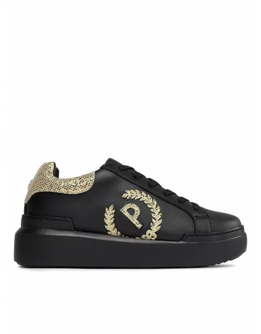 Sneakers Donna Pollini con platform e logo dorato SA15184G1HXK100A Nero