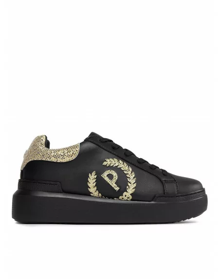 Sneakers Donna Pollini con platform e logo dorato SA15184G1HXK100A Nero