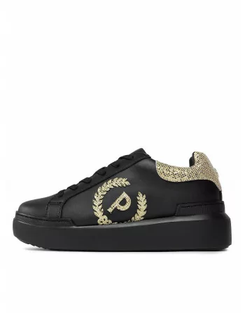 Sneakers Donna Pollini con platform e logo dorato SA15184G1HXK100A Nero