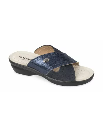 Sandali Donna Valleverde 25301 in Pelle Nero o Blu o Platino modello casual. Calzature comode