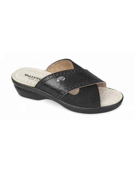 Sandali Donna Valleverde 25301 in Pelle Nero o Blu o Platino modello casual. Calzature comode