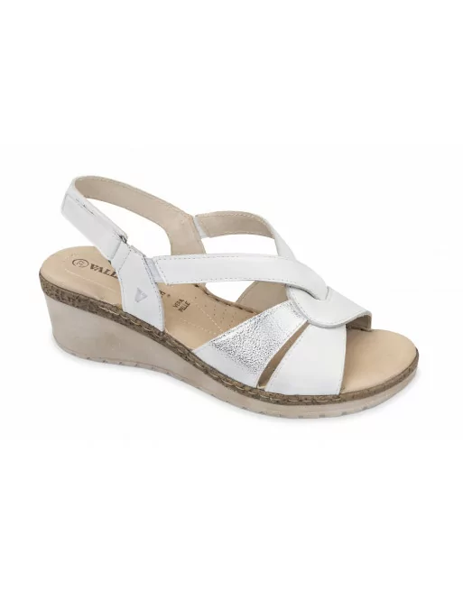 Sandali Donna Valleverde 16083 in Pelle Bianco o Oceano modello casual. Calzature comode