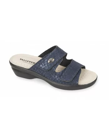 Sandali Donna Valleverde 25312B in Pelle Nero o Blu o Argento modello casual. Calzature comode