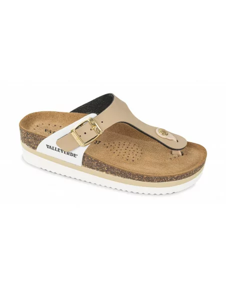 Sandali Donna Valleverde VG4830 in Pelle Sabbia modello casual. Calzature comode