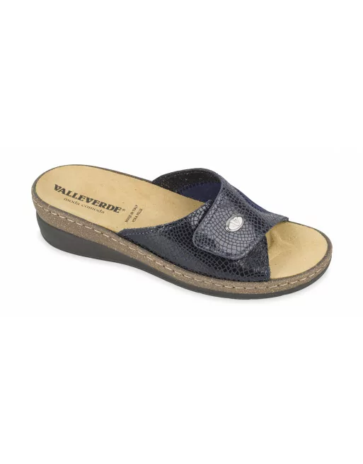 Sandali Donna Valleverde 25501 in Pelle Nero o Blu modello casual. Calzature comode