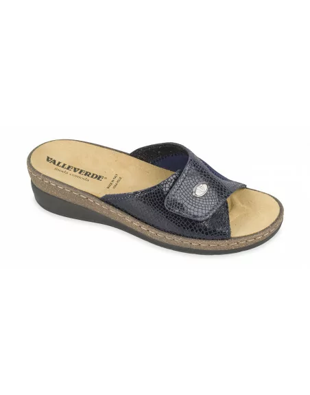 Sandali Donna Valleverde 25501 in Pelle Nero o Blu modello casual. Calzature comode