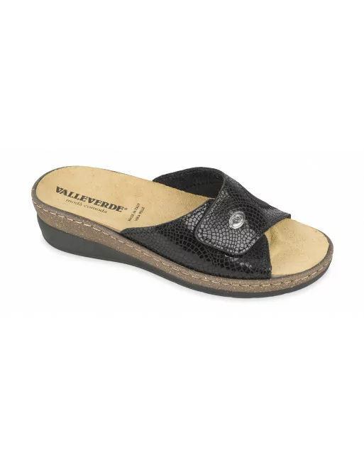 Sandali Donna Valleverde 25501 in Pelle Nero o Blu modello casual. Calzature comode