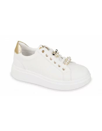 Sneakers Donna Valleverde 35101 in Pelle Gold modello casual. Calzature comode