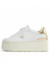 Sneakers Donna Guess in Pelle Bianco FLPWLL LEL12 con dettaglio Oro