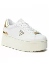 Sneakers Donna Guess in Pelle Bianco FLPWLL LEL12 con dettaglio Oro