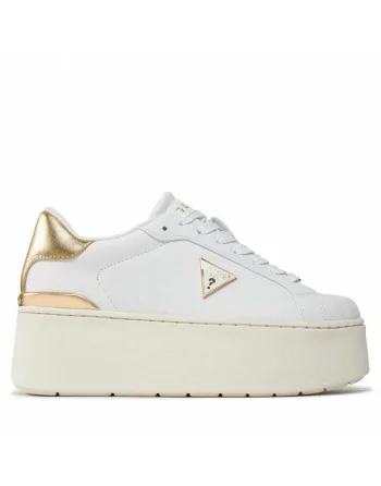 Sneakers Donna Guess in Pelle Bianco FLPWLL LEL12 con dettaglio Oro