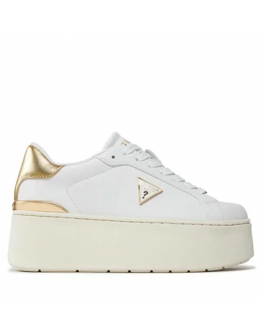 Sneakers Donna Guess in Pelle Bianco FLPWLL LEL12 con dettaglio Oro