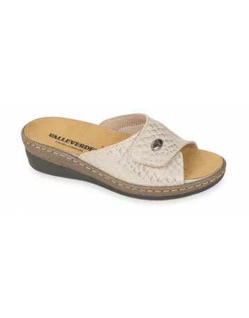 Sandali Donna Valleverde 25501A in Pelle Beige modello casual. Calzature comode