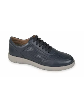 Stringata Uomo Valleverde 36973 in Pelle Blu modello casual. Calzature comode