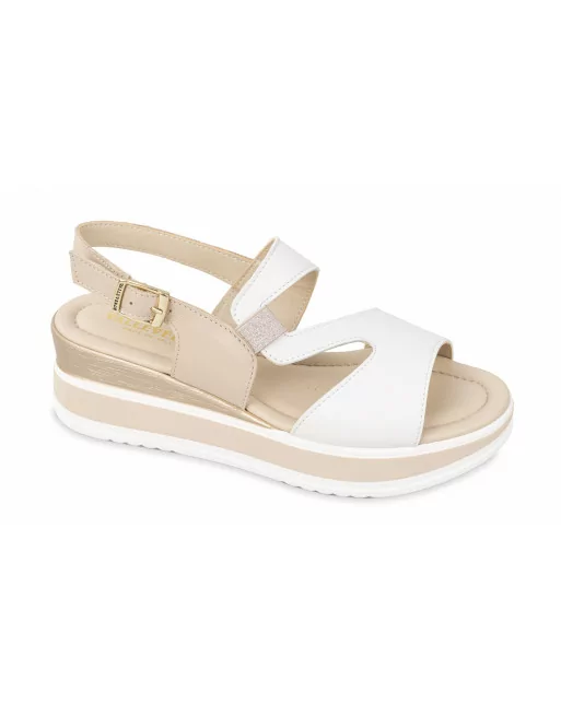 Sandalo Donna Valleverde 32110 in Pelle Bianco modello casual. Calzature comode