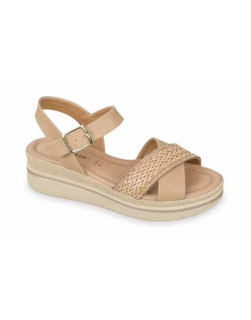 Sandalo Donna Valleverde V32100 in Pelle Sand o Silver modello casual. Calzature comode