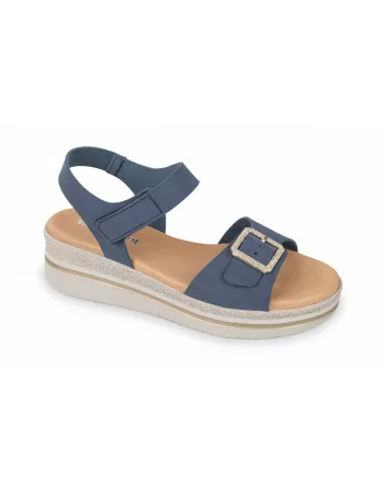 Sandalo Donna Valleverde VG2198 in Pelle Sabbia o Blu modello casual. Calzature comode