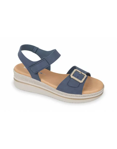 Sandalo Donna Valleverde VG2198 in Pelle Sabbia o Blu modello casual. Calzature comode