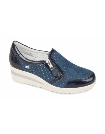 Mocassini Donna Valleverde 36201 in Pelle Sabbia o Blu modello casual. Calzature comode