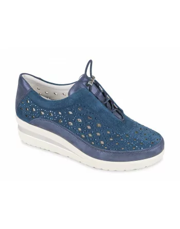 Mocassini Donna Valleverde 36209 in Pelle Sabbia o Blu modello casual. Calzature comode