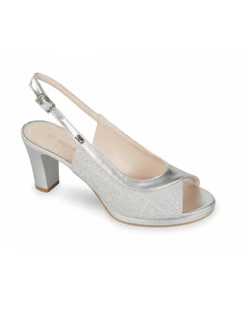 Sandalo elegante Donna Valleverde 28344 in Pelle Silver o Nero o Platino modello casual. Calzature comode