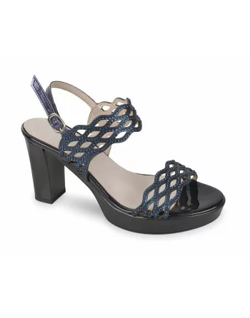 Sandalo elegante Donna Valleverde 45384 in Pelle Silver o Black o Bluette modello casual. Calzature comode