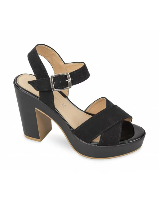 Sandalo elegante Donna Valleverde 32530 in Pelle Nero modello casual. Calzature comode