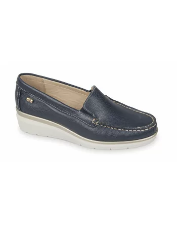 Mocassini Donna Valleverde 11050 in Pelle Blu modello casual. Calzature comode