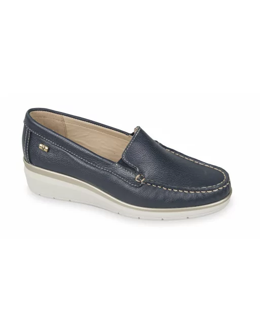 Mocassini Donna Valleverde 11050 in Pelle Blu modello casual. Calzature comode