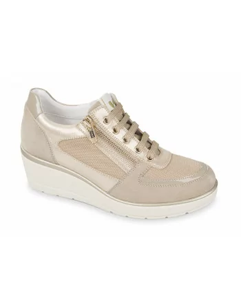 Sneakers Donna Valleverde 36440 in Pelle Navy o Beige modello casual. Calzature comode