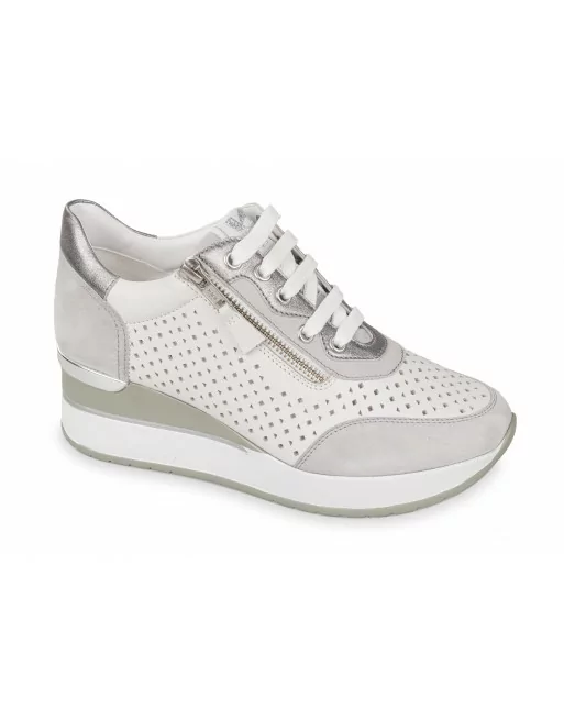 Sneakers Donna Valleverde 36421 in Pelle Grey o Beige modello casual. Calzature comode