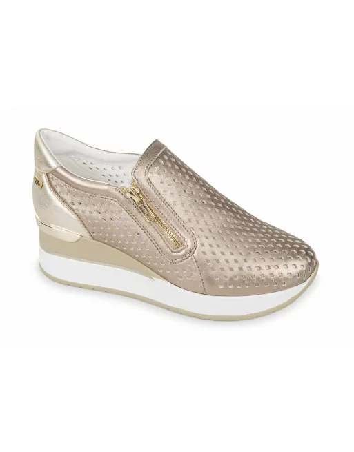 Mocassini Donna Valleverde 36420 in Pelle Bronzo o Ghiaccio modello casual. Calzature comode