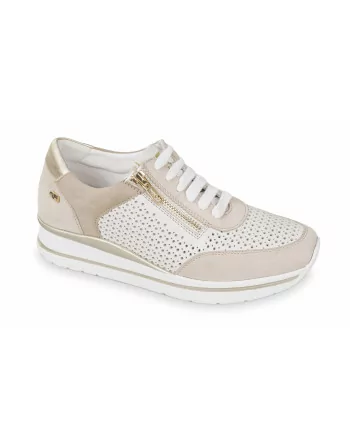 Sneakers Donna Valleverde 36399 in Pelle Beige modello casual. Calzature comode