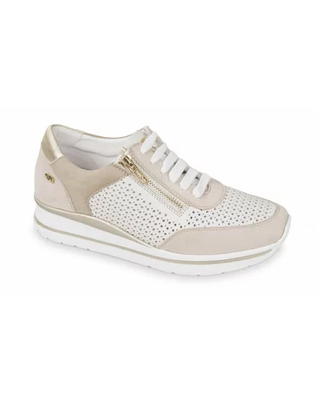 Sneakers Donna Valleverde 36399 in Pelle Beige modello casual. Calzature comode