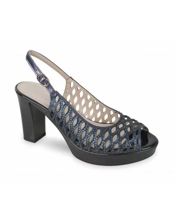 Sandalo elegante Donna Valleverde 45385 in Pelle Silver o Gold o Bluette modello casual. Calzature comode