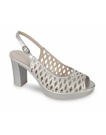 Sandalo elegante Donna Valleverde 45385 in Pelle Silver o Gold o Bluette modello casual. Calzature comode