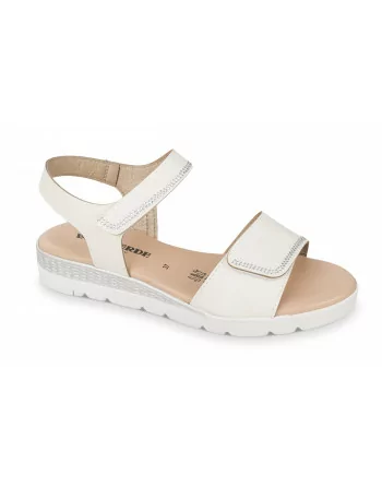Sandalo Donna Valleverde con zeppa e strappo 55381 in Pelle Avorio o Platino