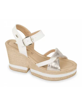 Sandali Donna con zeppa VV49221M Valleverde Bianco o Cuoio
