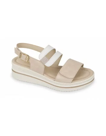 Sandali Donna con zeppa V32101 Valleverde Bianco o Platino