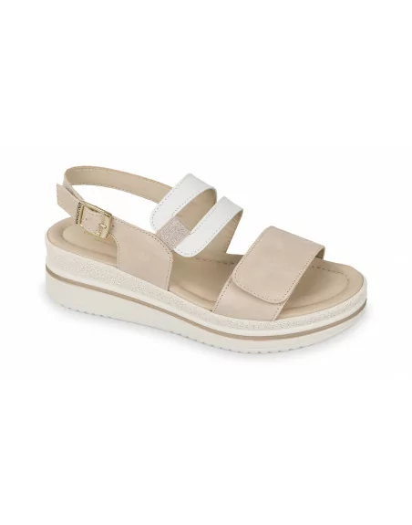 Sandali Donna con zeppa V32101 Valleverde Bianco o Platino