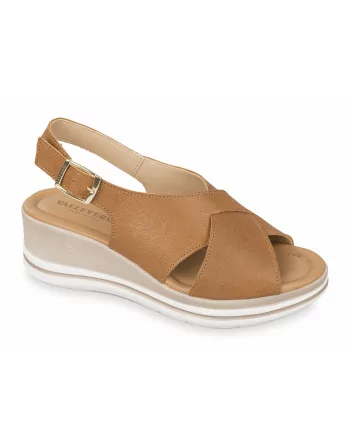 Sandali Donna con zeppa 32751 Valleverde Cuoio o Platino Linea Comfort